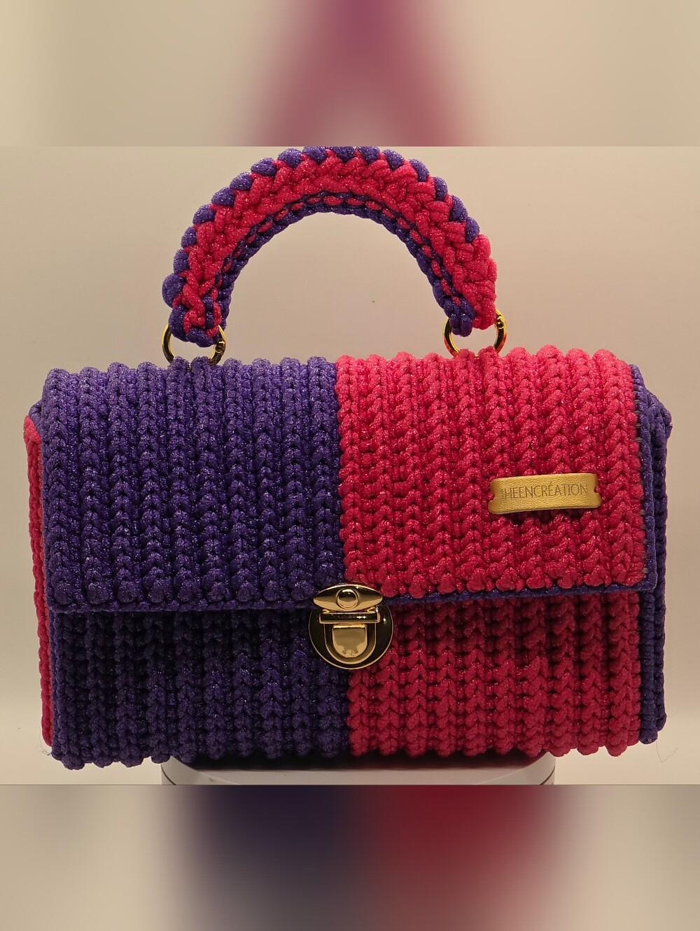 Purple & Pink Braided Top-Handle Women’s Bag